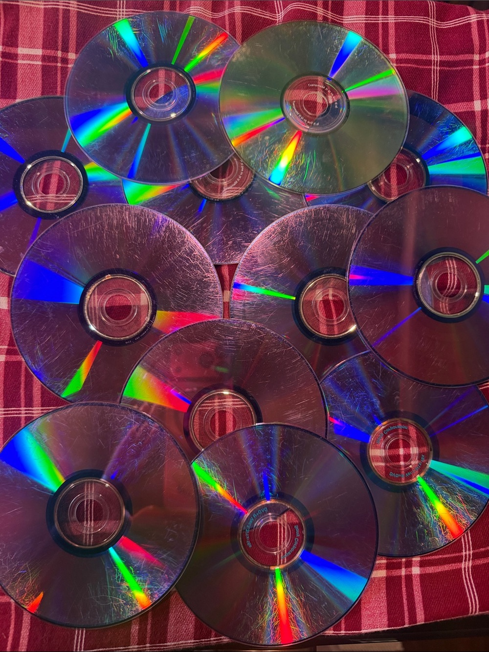 Lot of 12 Used/Scratched CDs iridescent rainbow back crafts, projects, diy art